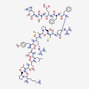 (4S)-5-[[(2S)-1-[[(1S)-1-carboxy-2-(1H-imidazol-4-yl)ethyl]amino]-3-hydroxy-1-oxopropan-2-yl]amino]-4-[[(2S)-2-[[(2S)-2-[[(2S)-2-[[(2R)-2-[[(2S)-1-[(2R)-2-[[(2S)-2-[[(2S)-2-[[(2S)-2-[[(2S)-2-[[(2S)-2-[[(2S)-2-[[(2S)-1-[(2S)-2,6-diaminohexanoyl]pyrrolidine-2-carbonyl]amino]-3-methylbutanoyl]amino]-3-hydroxypropanoyl]amino]-4-methylpentanoyl]amino]-3-hydroxypropanoyl]amino]-3-(4-hydroxyphenyl)propanoyl]amino]-5-(diaminomethylideneamino)pentanoyl]amino]-3-sulfanylpropanoyl]pyrrolidine-2-carbonyl]amino]-3-sulfanylpropanoyl]amino]-5-(diaminomethylideneamino)pentanoyl]amino]-3-phenylpropanoyl]amino]-3-phenylpropanoyl]amino]-5-oxopentanoic acid