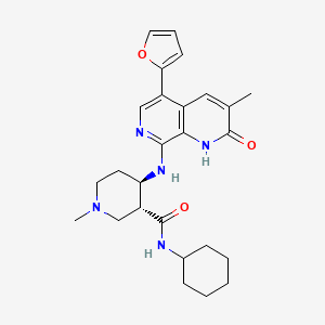 (3~{R},4~{R})-~{N}-cyclohexyl-4-[[5-(furan-2-yl)-3-methyl-2-oxidanylidene-1~{H}-1,7-naphthyridin-8-yl]amino]-1-methyl-piperidine-3-carboxamide