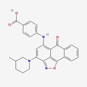 molecular formula C27H23N3O4 B10822803 4-[[12-(3-Methylpiperidin-1-yl)-8-oxo-15-oxa-14-azatetracyclo[7.6.1.02,7.013,16]hexadeca-1(16),2,4,6,9,11,13-heptaen-10-yl]amino]benzoic acid 