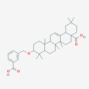 molecular formula C38H54O5 B10822827 10-[(3-Carboxyphenyl)methoxy]-2,2,6a,6b,9,9,12a-heptamethyl-1,3,4,5,6,6a,7,8,8a,10,11,12,13,14b-tetradecahydropicene-4a-carboxylic acid 