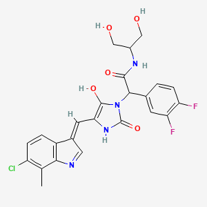 2-[5-[(Z)-(6-chloro-7-methylindol-3-ylidene)methyl]-4-hydroxy-2-oxo-1H-imidazol-3-yl]-2-(3,4-difluorophenyl)-N-(1,3-dihydroxypropan-2-yl)acetamide