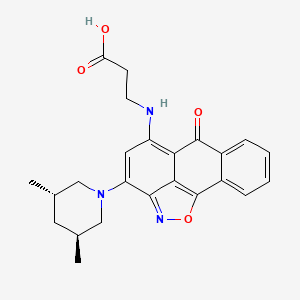 3-[[12-[(3S,5S)-3,5-dimethylpiperidin-1-yl]-8-oxo-15-oxa-14-azatetracyclo[7.6.1.02,7.013,16]hexadeca-1(16),2,4,6,9,11,13-heptaen-10-yl]amino]propanoic acid