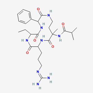 molecular formula C27H42N8O5 B10822897 isobutyryl-DL-aMeDab(1)-DL-Arg-DL-Abu-DL-Phg-(1) 