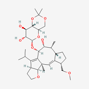 molecular formula C32H50O9 B10822910 (4aR,6S,7R,8R,8aS)-6-[[(1R,2Z,4S,7S,8R,9R,10R,13S,17S)-9-hydroxy-4-(methoxymethyl)-1,8-dimethyl-12-propan-2-yl-16-oxatetracyclo[9.6.0.03,7.013,17]heptadeca-2,11-dien-10-yl]oxy]-2,2-dimethyl-4,4a,6,7,8,8a-hexahydropyrano[3,2-d][1,3]dioxine-7,8-diol 