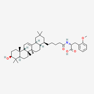 molecular formula C44H67NO5 B10822925 (2R)-2-[5-[(4R,4aS,6aS,6aS,6bR,8aR,10S,12aR,14bS)-10-hydroxy-2,2,6a,6b,9,9,12a-heptamethyl-3,4,4a,5,6,6a,7,8,8a,10,11,12,13,14b-tetradecahydro-1H-picen-4-yl]pentanoylamino]-3-(2-methoxyphenyl)propanoic acid 