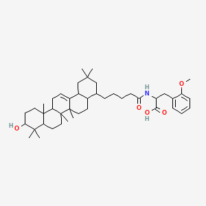 molecular formula C44H67NO5 B10822968 2-[5-(10-hydroxy-2,2,6a,6b,9,9,12a-heptamethyl-3,4,4a,5,6,6a,7,8,8a,10,11,12,13,14b-tetradecahydro-1H-picen-4-yl)pentanoylamino]-3-(2-methoxyphenyl)propanoic acid 