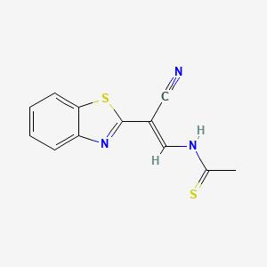 molecular formula C12H9N3S2 B10822977 N-(2-(1,3-Benzothiazol-2-yl)-2-cyanovinyl)ethanethioamide 