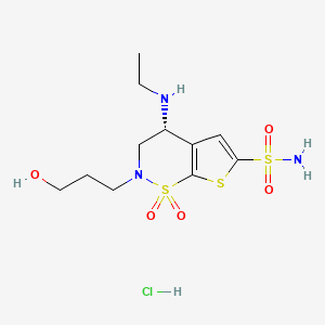 molecular formula C11H20ClN3O5S3 B10823174 O-Desmethyl Brinzolamide (hydrochloride) 