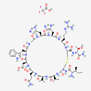 molecular formula C68H100F3N23O19S2 B10823207 H-Ile-Cys(1)-Val-Val-Gln-Asp-Trp-Gly-His-His-Arg-Cys(1)-D-aThr-NH2.TFA 