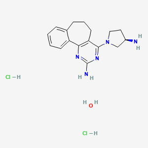 6-[(3R)-3-aminopyrrolidin-1-yl]-3,5-diazatricyclo[9.4.0.02,7]pentadeca-1(15),2(7),3,5,11,13-hexaen-4-amine;hydrate;dihydrochloride