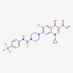 molecular formula C25H22F4N4O3S B10823380 1-cyclopropyl-6-fluoro-4-oxo-7-[4-[[4-(trifluoromethyl)phenyl]carbamothioyl]piperazin-1-yl]quinoline-3-carboxylic acid 