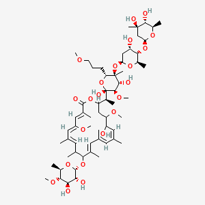 molecular formula C60H98O22 B10823516 (3E,5Z,7E,11E,13E,15Z)-20-[(1S)-1-[(2S,3R,4R,5S,6R)-5-[(2S,4S,5S,6R)-5-[(2S,4R,5R,6R)-4,5-dihydroxy-4,6-dimethyloxan-2-yl]oxy-4-hydroxy-6-methyloxan-2-yl]oxy-2,4-dihydroxy-3-methoxy-6-(3-methoxypropyl)-5-methyloxan-2-yl]ethyl]-10-[(2S,3R,4R,5S,6R)-3,4-dihydroxy-5-methoxy-6-methyloxan-2-yl]oxy-17-hydroxy-5,18-dimethoxy-3,7,9,11,13,15-hexamethyl-1-oxacycloicosa-3,5,7,11,13,15-hexaen-2-one 