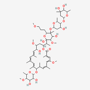 molecular formula C60H98O22 B10823581 20-[1-[5-[5-(4,5-Dihydroxy-4,6-dimethyloxan-2-yl)oxy-4-hydroxy-6-methyloxan-2-yl]oxy-2,4-dihydroxy-3-methoxy-6-(3-methoxypropyl)-5-methyloxan-2-yl]ethyl]-10-(3,4-dihydroxy-5-methoxy-6-methyloxan-2-yl)oxy-17-hydroxy-5,18-dimethoxy-3,7,9,11,13,15-hexamethyl-1-oxacycloicosa-3,5,7,11,13,15-hexaen-2-one 