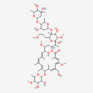 20-[1-[5-[5-(4,5-Dihydroxy-4,6-dimethyloxan-2-yl)oxy-4-hydroxy-6-methyloxan-2-yl]oxy-2,4-dihydroxy-3-methoxy-6-(3-methoxypropyl)-5-methyloxan-2-yl]ethyl]-10-(3,4-dihydroxy-5-methoxy-6-methyloxan-2-yl)oxy-17-hydroxy-7-(hydroxymethyl)-5,18-dimethoxy-3,9,11,13,15-pentamethyl-1-oxacycloicosa-3,5,7,11,13,15-hexaen-2-one