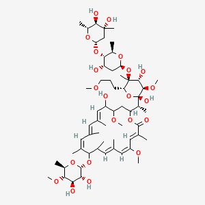 (3E,5E,7E,11Z,13E,15E)-20-[(1R)-1-[(2S,3R,4R,5S,6R)-5-[(2S,4S,5S,6R)-5-[(2S,4R,5R,6R)-4,5-dihydroxy-4,6-dimethyloxan-2-yl]oxy-4-hydroxy-6-methyloxan-2-yl]oxy-2,4-dihydroxy-3-methoxy-6-(3-methoxypropyl)-5-methyloxan-2-yl]ethyl]-10-[(2S,3R,4R,5S,6R)-3,4-dihydroxy-5-methoxy-6-methyloxan-2-yl]oxy-17-hydroxy-5,18-dimethoxy-3,7,9,11,13,15-hexamethyl-1-oxacycloicosa-3,5,7,11,13,15-hexaen-2-one