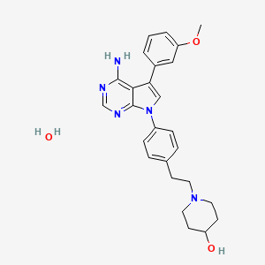 1-[2-[4-[4-amino-5-(3-methoxyphenyl)pyrrolo[2,3-d]pyrimidin-7-yl]phenyl]ethyl]piperidin-4-ol;hydrate