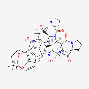 molecular formula C52H54N6O8 B10823680 (1R,2S,4R,27S,28S,42S,44S)-15-hydroxy-13,13,20,20,34,34,41,41-octamethyl-39-oxido-21,33-dioxa-3,6,15,48,50-pentaza-39-azoniapentadecacyclo[42.5.2.13,10.01,42.02,28.04,12.04,27.06,10.014,26.016,25.017,22.028,40.029,38.032,37.044,48]dopentaconta-14(26),16(25),17(22),18,23,29(38),30,32(37),35,39-decaene-5,49,51,52-tetrone 