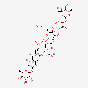 (3E,5Z,7E,11E,13E,15E)-20-[(1R)-1-[(2S,3R,4R,5S,6R)-5-[(2S,4S,5S,6R)-5-[(2S,4R,5R,6R)-4,5-dihydroxy-4,6-dimethyloxan-2-yl]oxy-4-hydroxy-6-methyloxan-2-yl]oxy-2,4-dihydroxy-3-methoxy-6-(3-methoxypropyl)-5-methyloxan-2-yl]ethyl]-10-[(2S,3R,4R,5S,6R)-3,4-dihydroxy-5-methoxy-6-methyloxan-2-yl]oxy-17-hydroxy-5,18-dimethoxy-3,7,9,11,13,15-hexamethyl-1-oxacycloicosa-3,5,7,11,13,15-hexaen-2-one