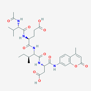 (4S)-4-[[(2S)-2-acetamido-3-methylbutanoyl]amino]-5-[[(3S)-1-[[(2S)-3-carboxy-1-[(4-methyl-2-oxochromen-7-yl)amino]-1-oxopropan-2-yl]amino]-3-methyl-1-oxopentan-2-yl]amino]-5-oxopentanoic acid