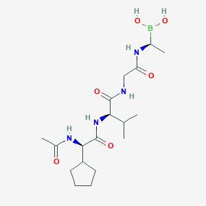 molecular formula C18H33BN4O6 B10823738 [(1S)-1-[[2-[[(2R)-2-[[(2R)-2-acetamido-2-cyclopentylacetyl]amino]-3-methylbutanoyl]amino]acetyl]amino]ethyl]boronic acid 