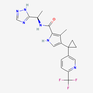 3-methyl-N-[(1R)-1-(1H-1,2,4-triazol-3-yl)ethyl]-4-{1-[6-(trifluoromethyl)pyridin-3-yl]cyclopropyl}-1H-pyrrole-2-carboxamide