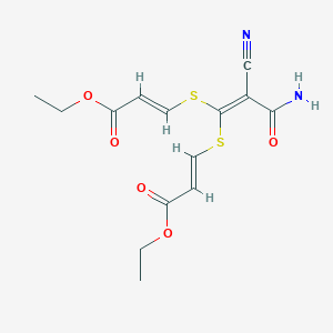 molecular formula C14H16N2O5S2 B10823757 diethyl (2E,2'E)-3,3'-[(3-amino-2-cyano-3-oxoprop-1-ene-1,1-diyl)disulfanediyl]bisprop-2-enoate 