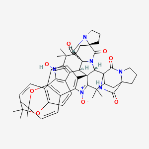 molecular formula C52H54N6O8 B10823776 (2S,4R,10S,12S,27R,28S,42S)-15-hydroxy-13,13,20,20,34,34,41,41-octamethyl-39-oxido-21,33-dioxa-3,6,15,48,50-pentaza-39-azoniapentadecacyclo[42.5.2.13,10.01,42.02,28.04,12.04,27.06,10.014,26.016,25.017,22.028,40.029,38.032,37.044,48]dopentaconta-14(26),16(25),17(22),18,23,29(38),30,32(37),35,39-decaene-5,49,51,52-tetrone 