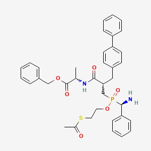 Benzyl N-[(2S)-3-{[2-(acetylsulfanyl)ethoxy][(R)-amino(phenyl)methyl]phosphoryl}-2-(4-biphenylylmethyl)propanoyl]-L-alaninate