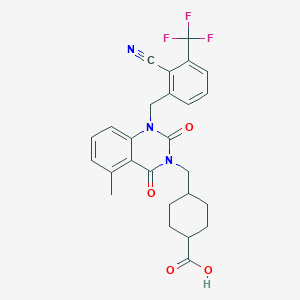 Cyclohexanecarboxylic acid, 4-[[1-[[2-cyano-3-(trifluoromethyl)phenyl]methyl]-1,4-dihydro-5-methyl-2,4-dioxo-3(2H)-quinazolinyl]methyl]-, trans-