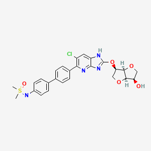 (3~{R},3~{a}~{R},6~{R},6~{a}~{R})-6-[[6-chloranyl-5-[4-[4-[[dimethyl(oxidanyl)-$l^{4}-sulfanyl]amino]phenyl]phenyl]-3~{H}-imidazo[4,5-b]pyridin-2-yl]oxy]-2,3,3~{a},5,6,6~{a}-hexahydrofuro[3,2-b]furan-3-ol