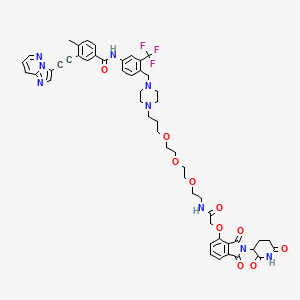 molecular formula C52H54F3N9O10 B10823910 N-[4-[[4-[3-[2-[2-[2-[[2-[2-(2,6-dioxopiperidin-3-yl)-1,3-dioxoisoindol-4-yl]oxyacetyl]amino]ethoxy]ethoxy]ethoxy]propyl]piperazin-1-yl]methyl]-3-(trifluoromethyl)phenyl]-3-(2-imidazo[1,2-b]pyridazin-3-ylethynyl)-4-methylbenzamide 