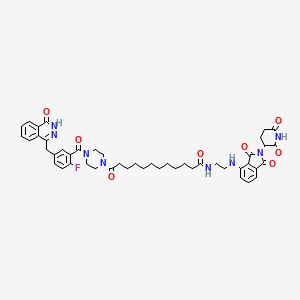 N-[2-[[2-(2,6-dioxopiperidin-3-yl)-1,3-dioxoisoindol-4-yl]amino]ethyl]-12-[4-[2-fluoro-5-[(4-oxo-3H-phthalazin-1-yl)methyl]benzoyl]piperazin-1-yl]-12-oxododecanamide