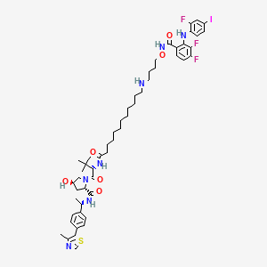 (2S,4R)-1-[(2S)-2-[12-[4-[[3,4-difluoro-2-(2-fluoro-4-iodoanilino)benzoyl]amino]oxybutylamino]dodecanoylamino]-3,3-dimethylbutanoyl]-4-hydroxy-N-[(1S)-1-[4-(4-methyl-1,3-thiazol-5-yl)phenyl]ethyl]pyrrolidine-2-carboxamide