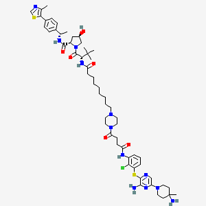 (2S,4R)-1-[(2S)-2-[9-[4-[4-[3-[3-amino-5-(4-amino-4-methylpiperidin-1-yl)pyrazin-2-yl]sulfanyl-2-chloroanilino]-4-oxobutanoyl]piperazin-1-yl]nonanoylamino]-3,3-dimethylbutanoyl]-4-hydroxy-N-[(1S)-1-[4-(4-methyl-1,3-thiazol-5-yl)phenyl]ethyl]pyrrolidine-2-carboxamide