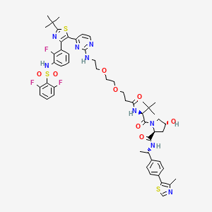 (2S,4R)-1-[(2S)-2-[3-[2-[2-[[4-[2-tert-butyl-4-[3-[(2,6-difluorophenyl)sulfonylamino]-2-fluorophenyl]-1,3-thiazol-5-yl]pyrimidin-2-yl]amino]ethoxy]ethoxy]propanoylamino]-3,3-dimethylbutanoyl]-4-hydroxy-N-[(1S)-1-[4-(4-methyl-1,3-thiazol-5-yl)phenyl]ethyl]pyrrolidine-2-carboxamide