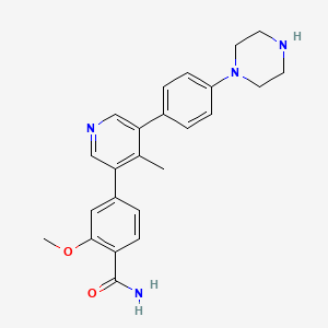 2-Methoxy-4-[4-methyl-5-(4-piperazin-1-ylphenyl)pyridin-3-yl]benzamide