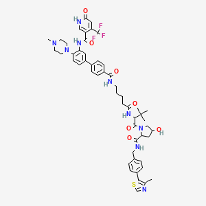 N-[5-[4-[[5-[[1-[4-hydroxy-2-[[4-(4-methyl-1,3-thiazol-5-yl)phenyl]methylcarbamoyl]pyrrolidin-1-yl]-3,3-dimethyl-1-oxobutan-2-yl]amino]-5-oxopentyl]carbamoyl]phenyl]-2-(4-methylpiperazin-1-yl)phenyl]-6-oxo-4-(trifluoromethyl)-1H-pyridine-3-carboxamide