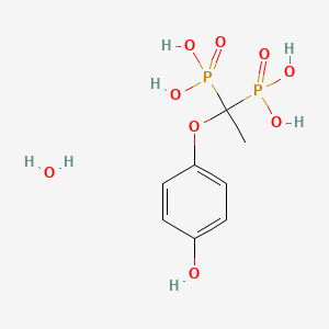 molecular formula C8H14O9P2 B10824265 [1-(4-hydroxyphenoxy)-1-phosphonoethyl]phosphonic acid;hydrate 