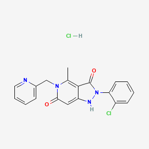 molecular formula C19H16Cl2N4O2 B10824277 2-(2-chlorophenyl)-4-methyl-5-(pyridin-2-ylmethyl)-1H-pyrazolo[4,3-c]pyridine-3,6-dione;hydrochloride 