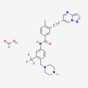 molecular formula C30H29F3N6O3 B10824287 formic acid;4-methyl-N-[4-[(4-methylpiperazin-1-yl)methyl]-3-(trifluoromethyl)phenyl]-3-(2-pyrazolo[1,5-a]pyrimidin-6-ylethynyl)benzamide 