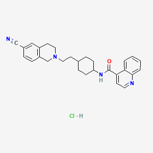 molecular formula C28H31ClN4O B10824336 N-[4-[2-(6-cyano-3,4-dihydro-1H-isoquinolin-2-yl)ethyl]cyclohexyl]quinoline-4-carboxamide;hydrochloride 