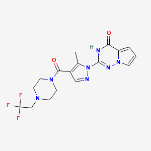 molecular formula C17H18F3N7O2 B10824423 2-[5-methyl-4-[4-(2,2,2-trifluoroethyl)piperazine-1-carbonyl]pyrazol-1-yl]-3H-pyrrolo[2,1-f][1,2,4]triazin-4-one 