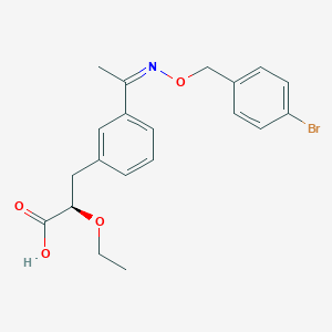 molecular formula C20H22BrNO4 B10824473 (2R)-3-[3-[(Z)-N-[(4-bromophenyl)methoxy]-C-methylcarbonimidoyl]phenyl]-2-ethoxypropanoic acid 