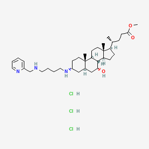 methyl (4R)-4-[(3R,5R,7R,8R,9S,10S,13R,14S,17R)-7-hydroxy-10,13-dimethyl-3-[4-(pyridin-2-ylmethylamino)butylamino]-2,3,4,5,6,7,8,9,11,12,14,15,16,17-tetradecahydro-1H-cyclopenta[a]phenanthren-17-yl]pentanoate;trihydrochloride