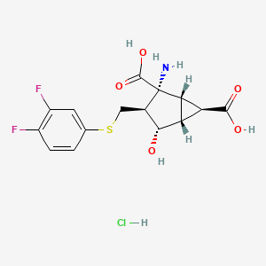 (1S,2R,3S,4S,5R,6R)-2-amino-3-[(3,4-difluorophenyl)sulfanylmethyl]-4-hydroxybicyclo[3.1.0]hexane-2,6-dicarboxylic acid;hydrochloride