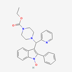 molecular formula C27H28N4O3 B10824548 ethyl 4-((1-hydroxy-2-phenyl-1H-indol-3-yl)(pyridin-2-yl)methyl)piperazine-1-carboxylate 