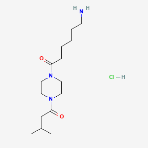 molecular formula C15H30ClN3O2 B10824553 6-amino-1-[4-(3-methylbutanoyl)piperazin-1-yl]hexan-1-one;hydrochloride 