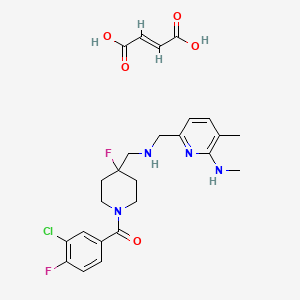 (E)-but-2-enedioic acid;(3-chloro-4-fluorophenyl)-[4-fluoro-4-[[[5-methyl-6-(methylamino)pyridin-2-yl]methylamino]methyl]piperidin-1-yl]methanone