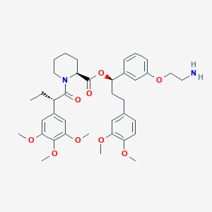 molecular formula C38H50N2O9 B10824621 [(1R)-1-[3-(2-aminoethoxy)phenyl]-3-(3,4-dimethoxyphenyl)propyl] (2S)-1-[(2S)-2-(3,4,5-trimethoxyphenyl)butanoyl]piperidine-2-carboxylate 