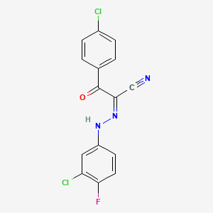 (1Z)-N-(3-chloro-4-fluoroanilino)-2-(4-chlorophenyl)-2-oxoethanimidoyl cyanide